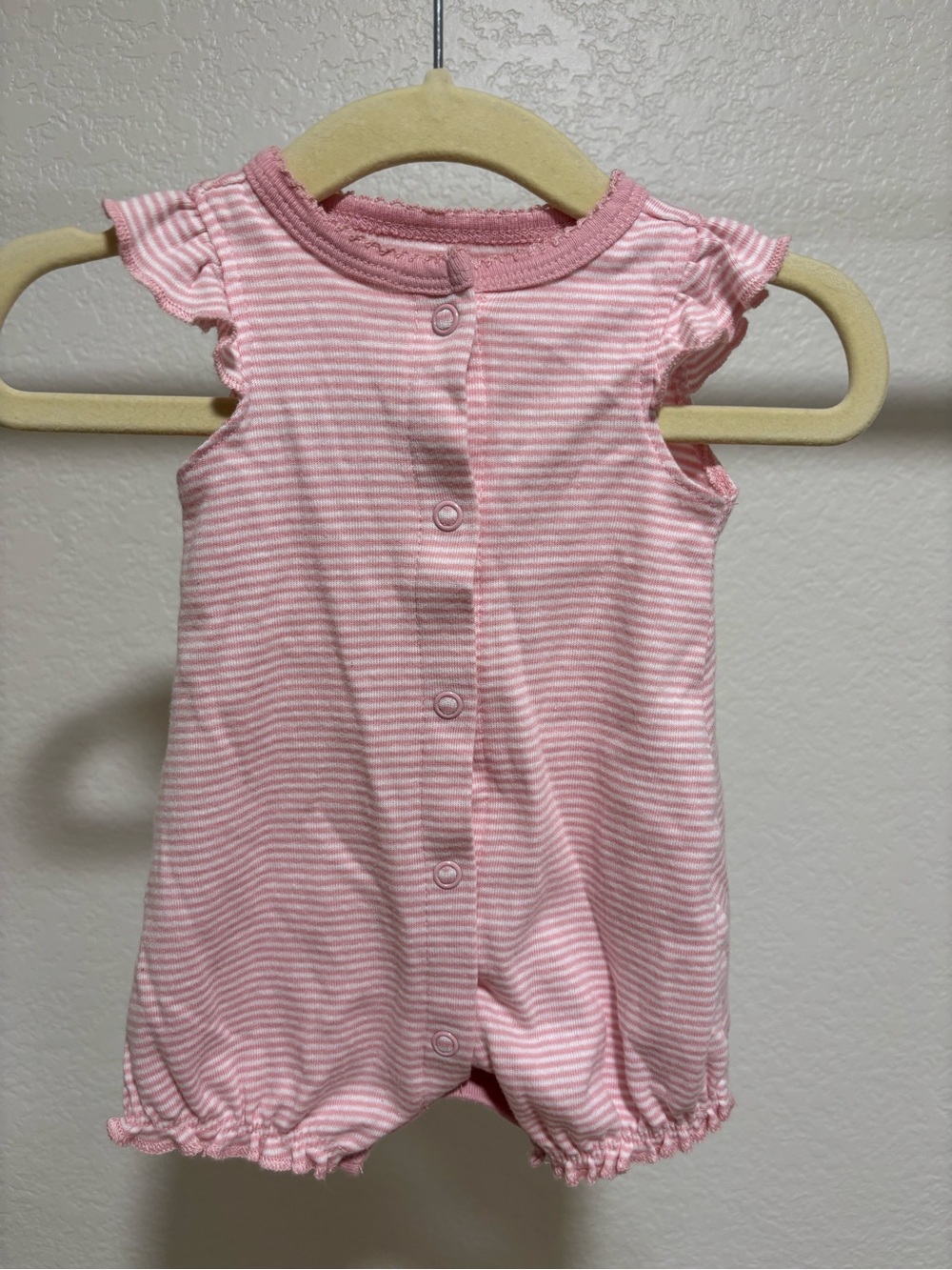 Carter’s Pink Short Sleeved Romper Newborn with Buttons